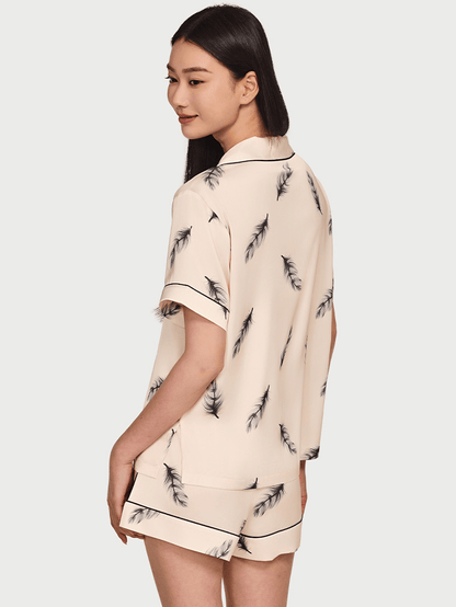 Silky smooth printed short-sleeved/shorts pajama set