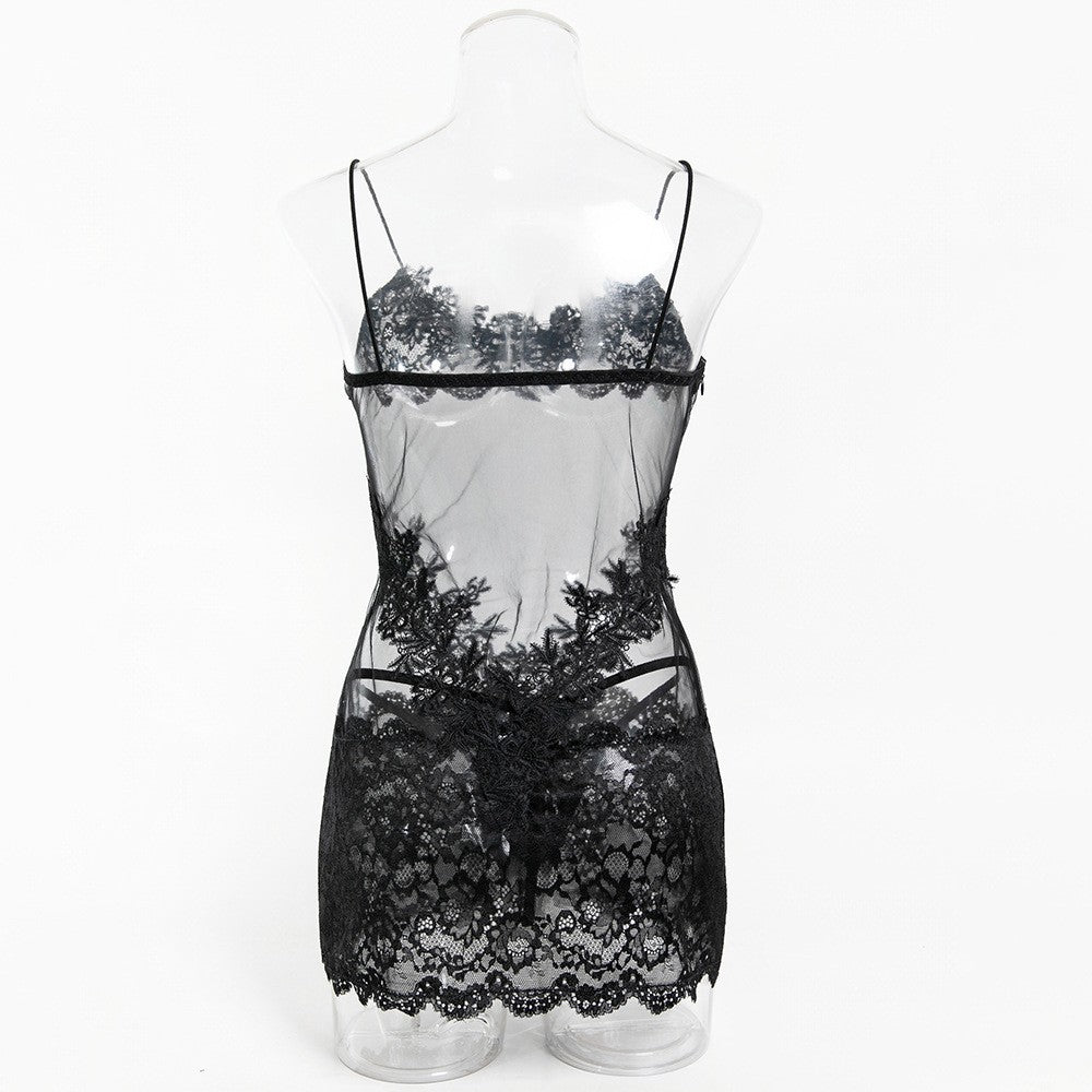 Obsidian Desire Lace Slip Dress
