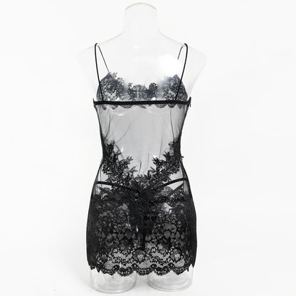 Obsidian Desire Lace Slip Dress