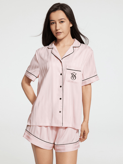 Pink Striped Short Satin VS Pajama