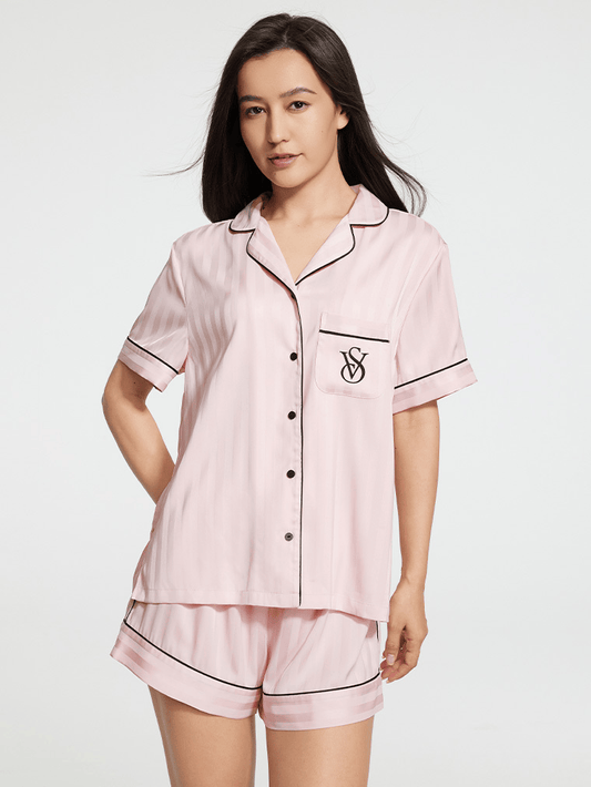 Pink Striped Short Satin VS Pajama