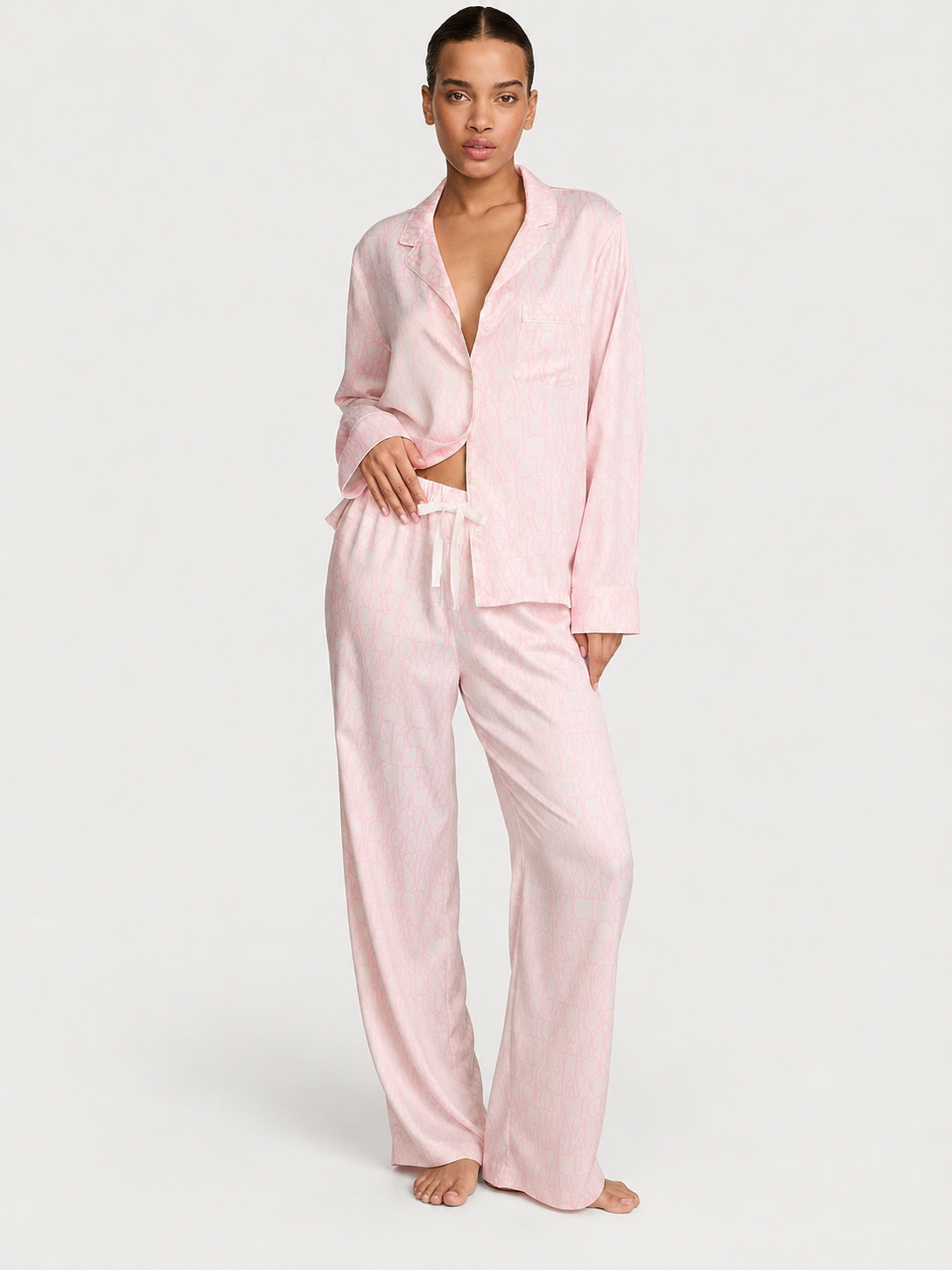 Glazed Victoria's Secret signature Satin Long Pjamas Set