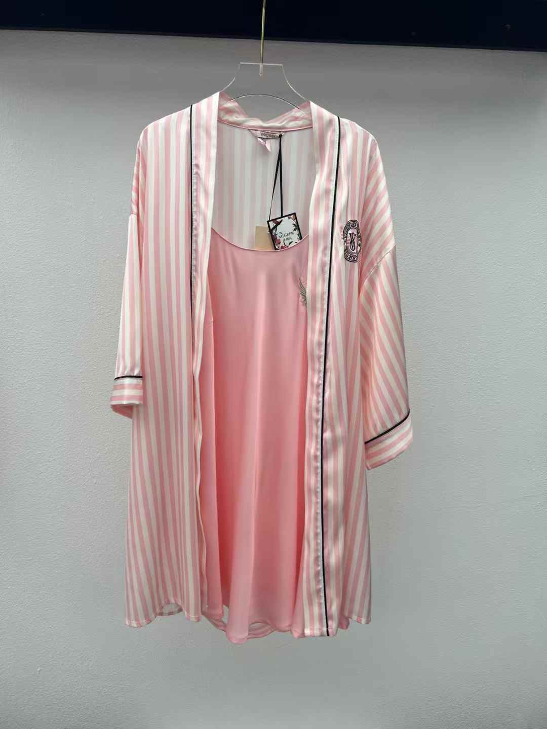 Victoria's Secret Satin Short Piped Robe + Night Angel Shirt