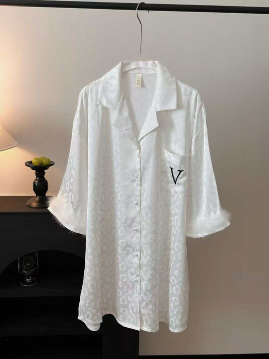 Victoria's Secret Fur-Trimmed Satin Wrap - White