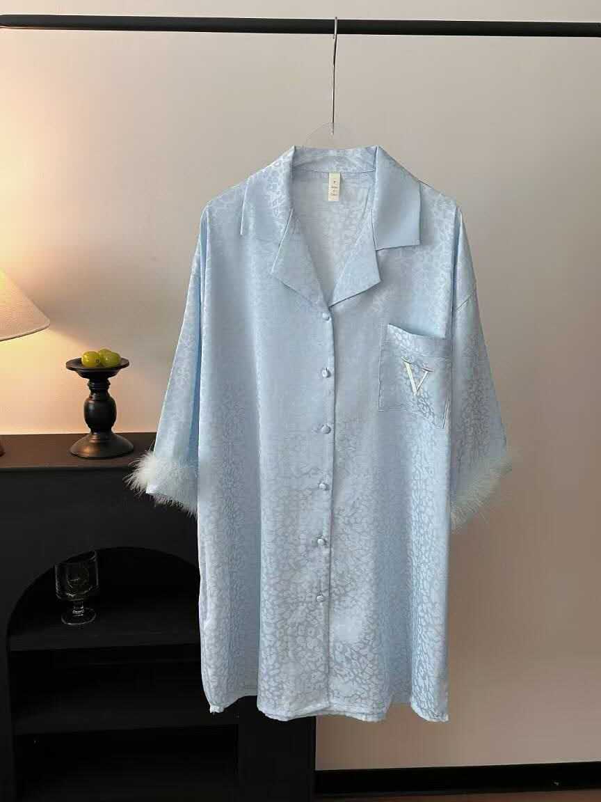 Victoria's Secret Fur-Trimmed Satin Wrap - Sky Blue