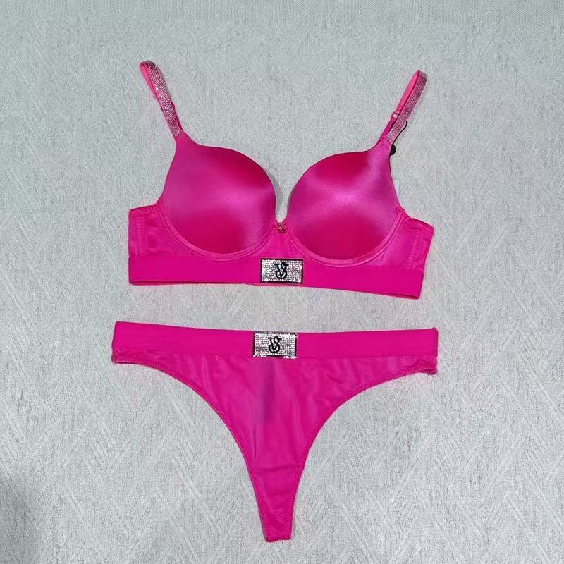 Victoria Secret Shine Patch Lightly Lined Demi Bra & Thong Set