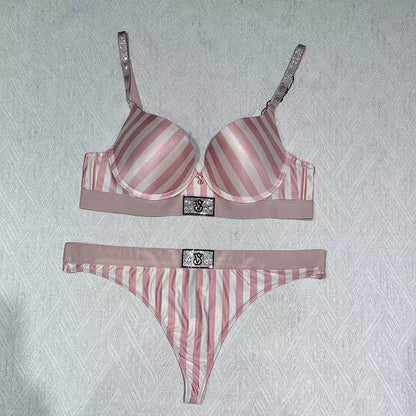 Victoria Secret Shine Patch Lightly Lined Demi Bra & Thong Set