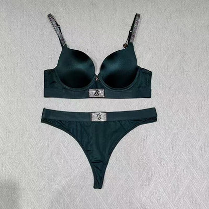 Victoria Secret Shine Patch Lightly Lined Demi Bra & Thong Set