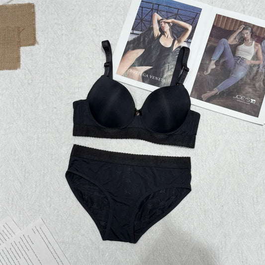 Victoria’s Secret Signature Micro-Satin Set – Premium Embroidered Collection (Midnight Black)