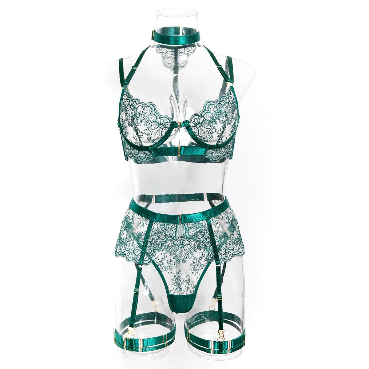 Emerald Temptation Lace Lingerie Set