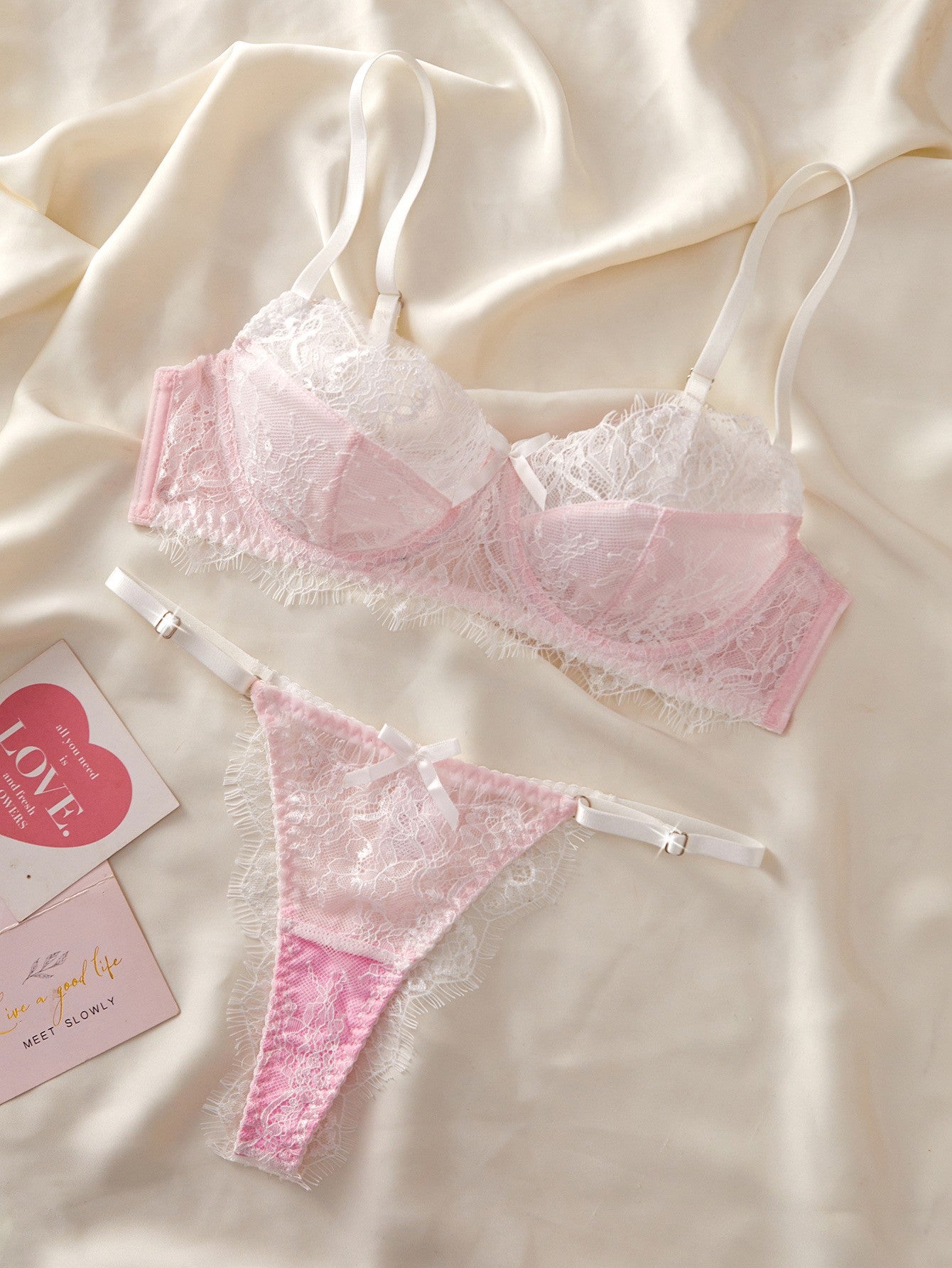 Sweet Blush Lace Bra & Thong Set
