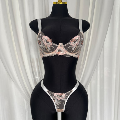 Blush Bloom Embroidered Lingerie Set