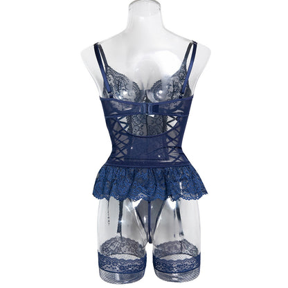 Sapphire Temptation Lace Corset Set