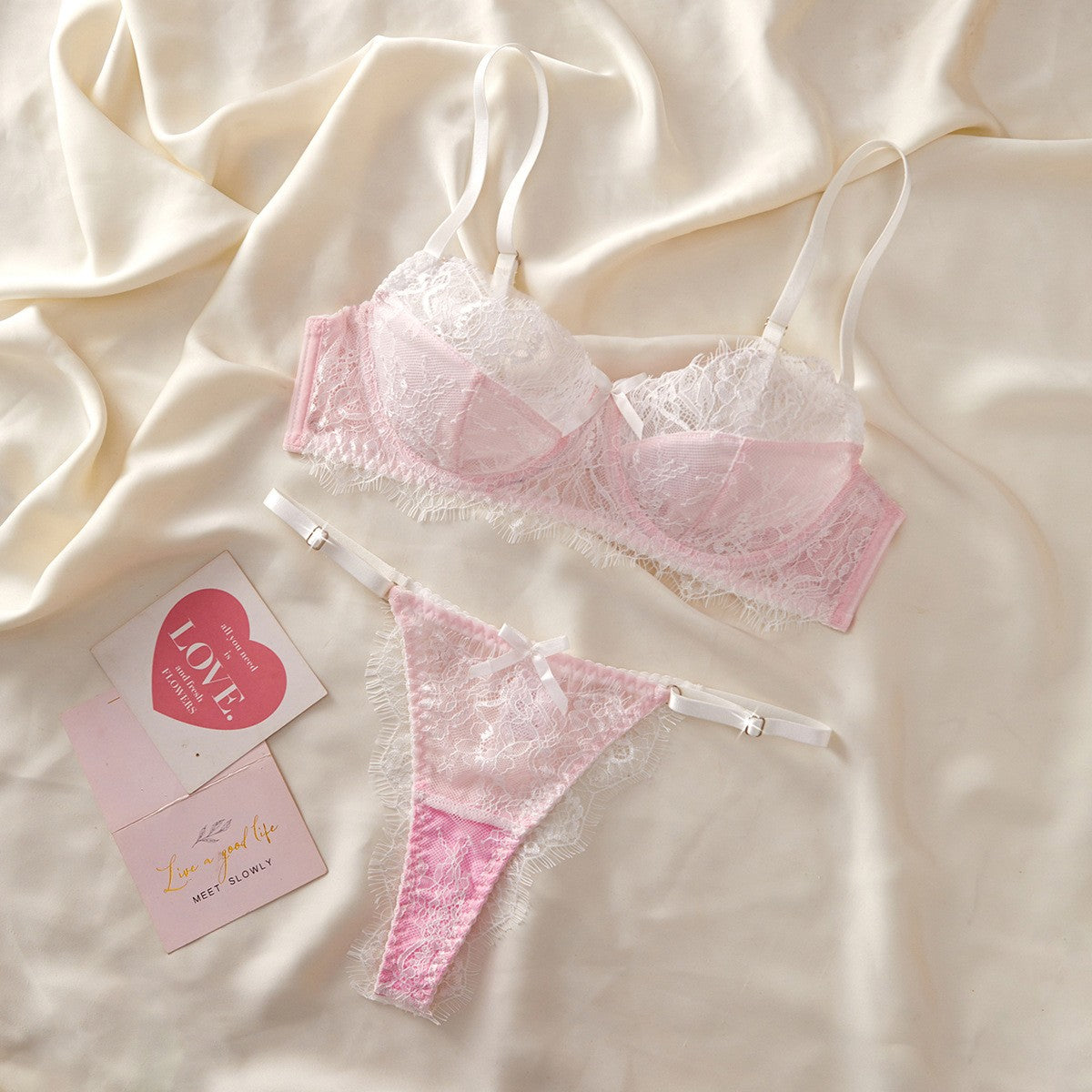 Sweet Blush Lace Bra & Thong Set