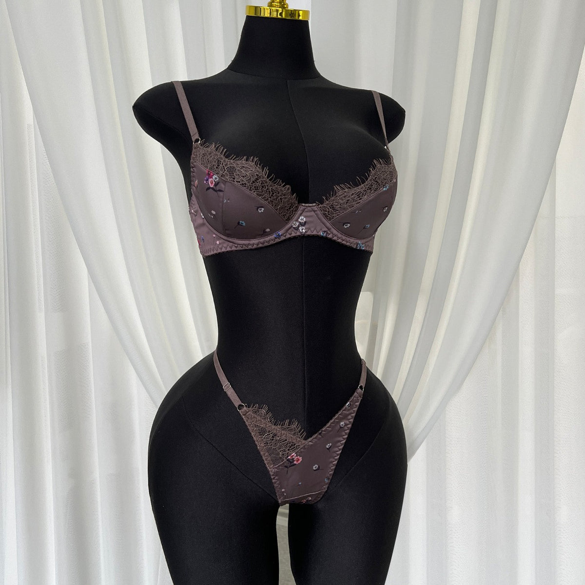 Moonlit Rose Satin Lingerie Set