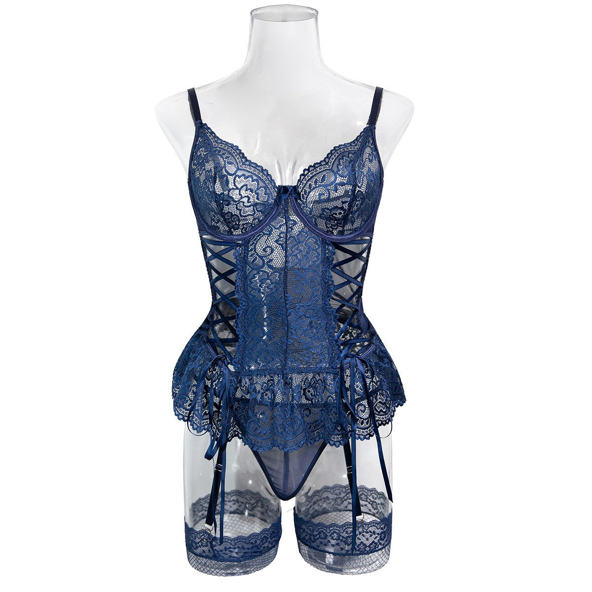 Sapphire Temptation Lace Corset Set