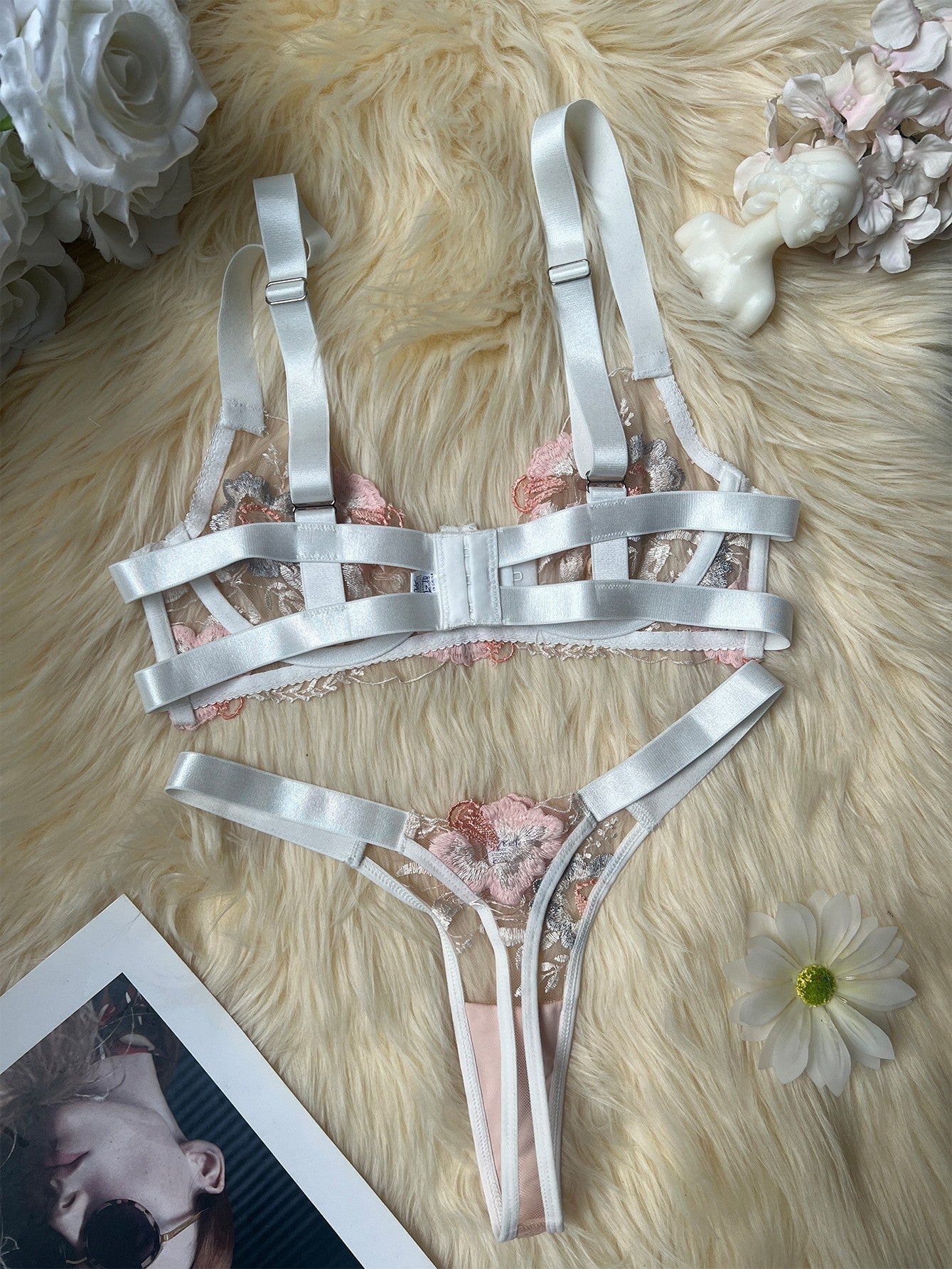 Blush Bloom Embroidered Lingerie Set