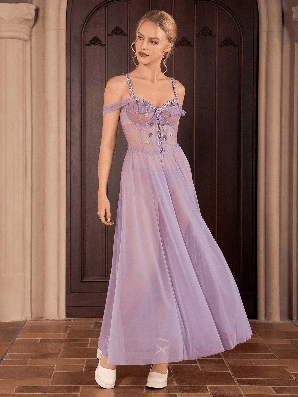 Lavender Enchantment Sheer Maxi Babydoll