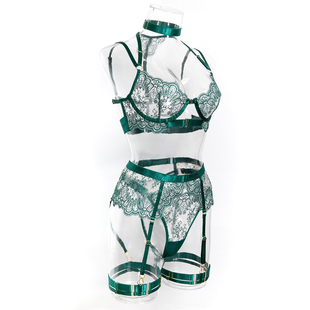 Emerald Temptation Lace Lingerie Set