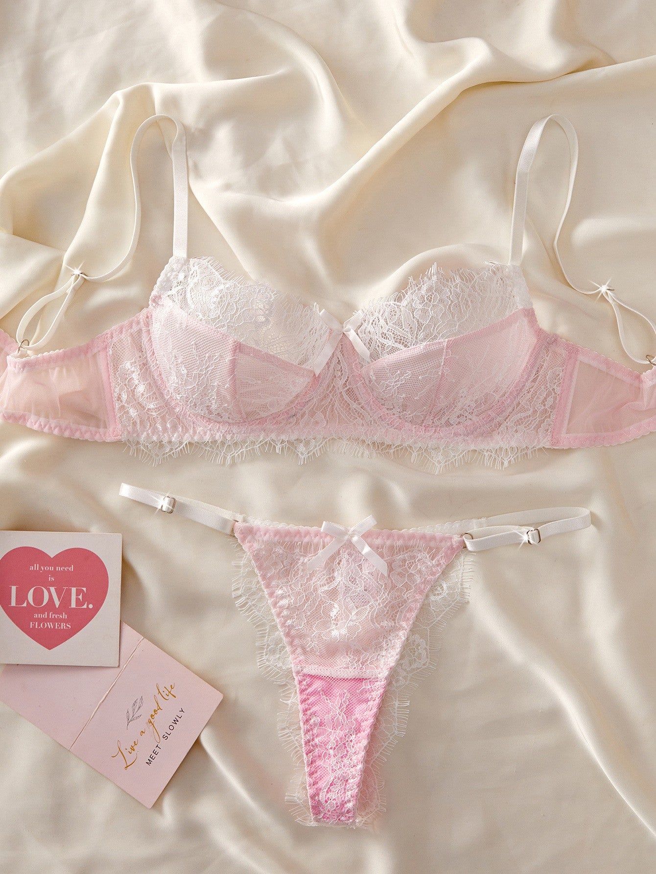 Sweet Blush Lace Bra & Thong Set