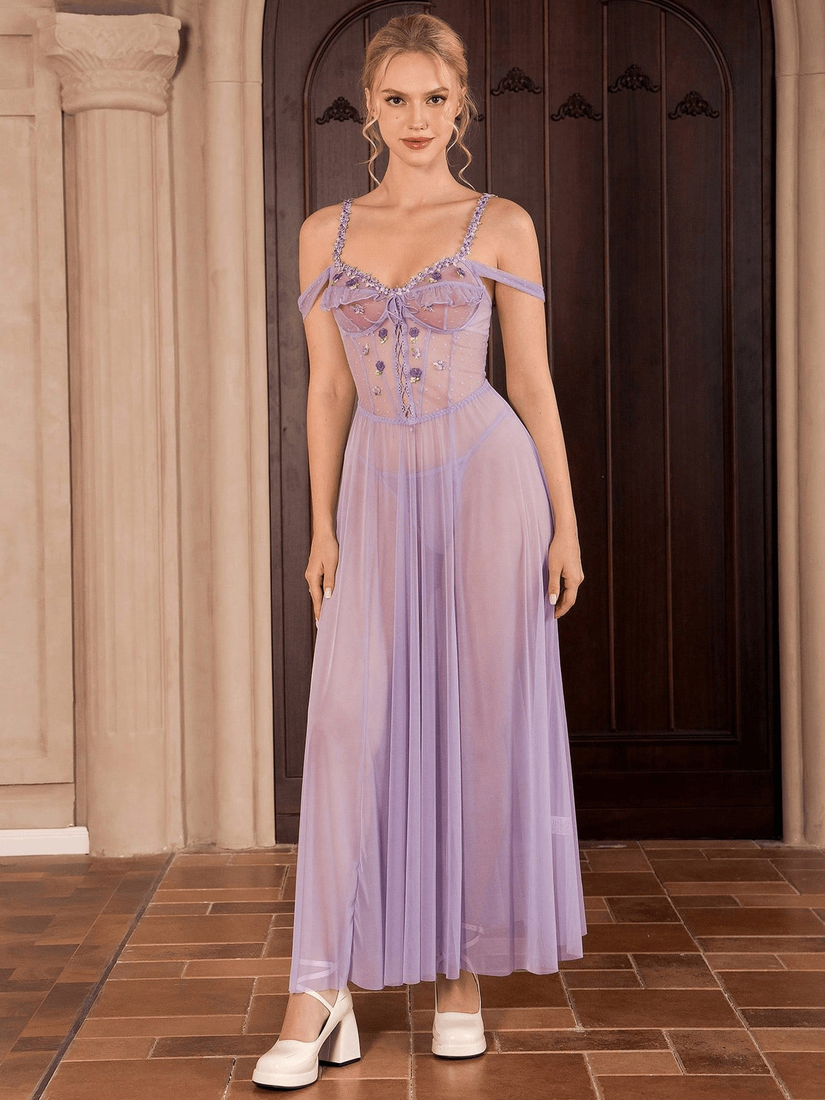 Lavender Enchantment Sheer Maxi Babydoll