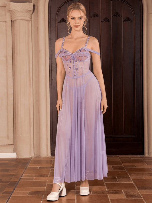 Lavender Enchantment Sheer Maxi Babydoll