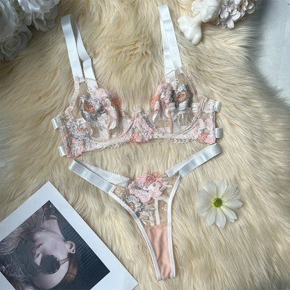 Blush Bloom Embroidered Lingerie Set