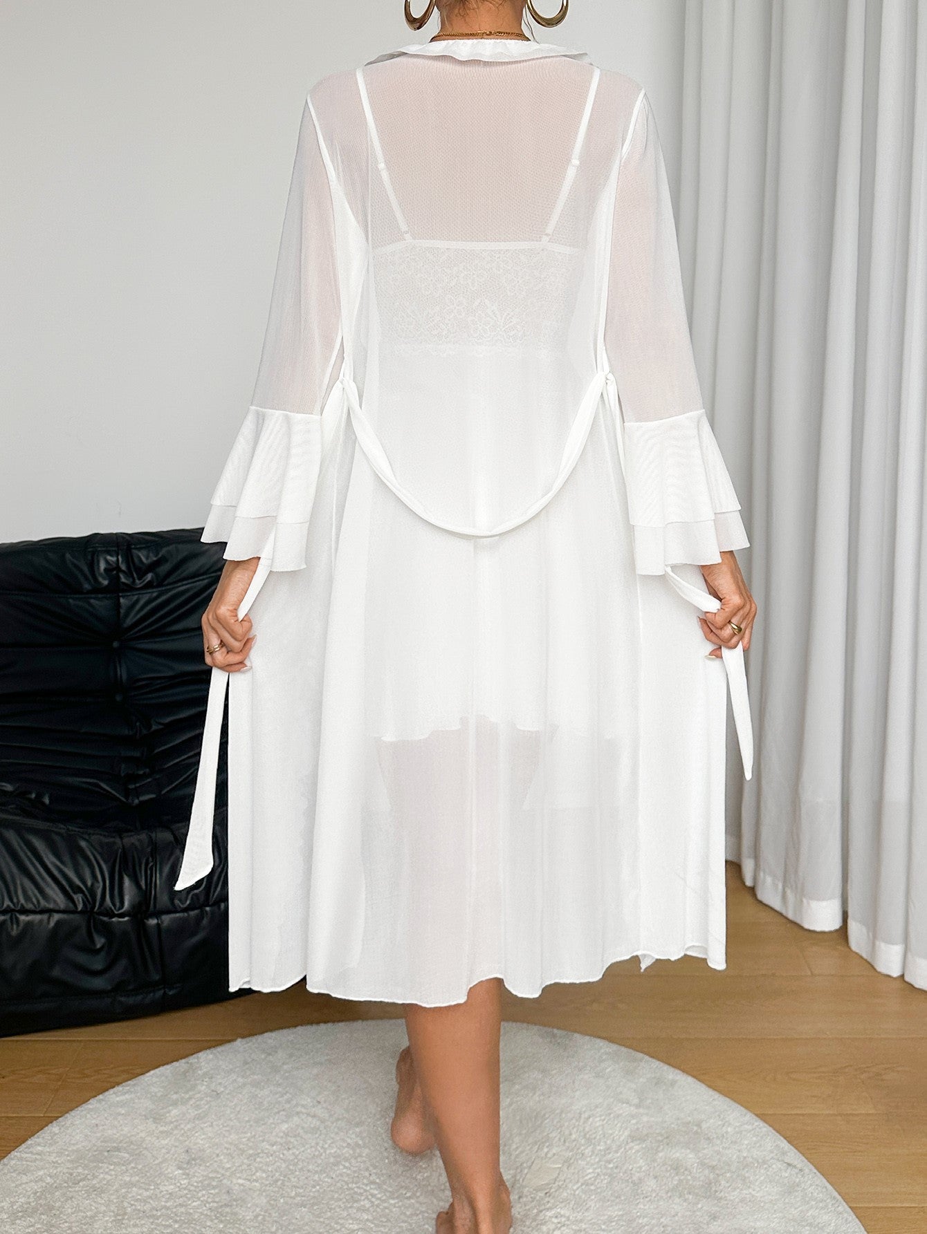 Ivory Whisper Lace Slip Dress Set