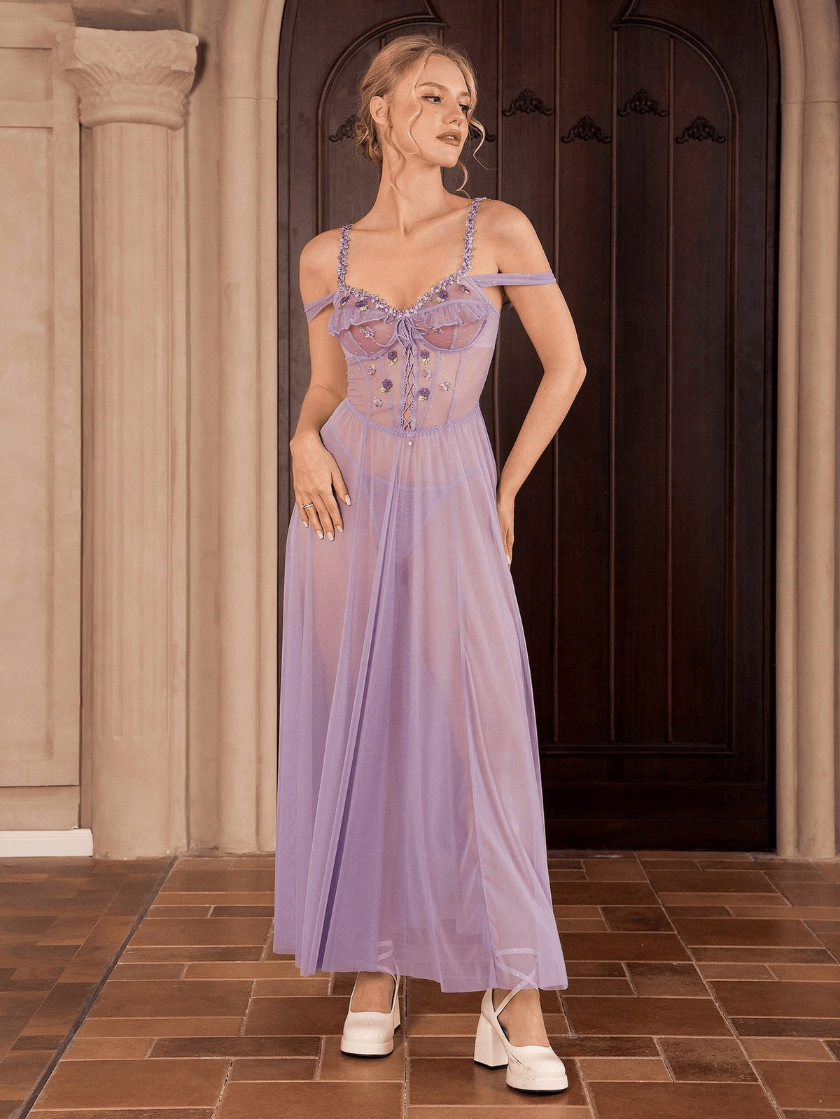 Lavender Enchantment Sheer Maxi Babydoll