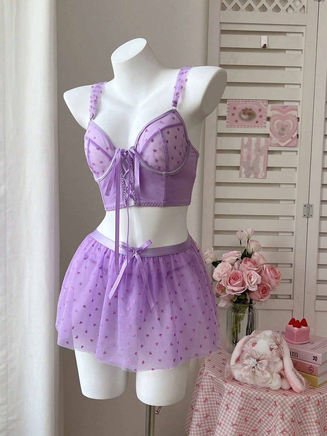 Lavender Dream Lace Babydoll Set