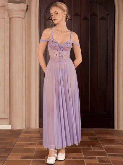 Lavender Enchantment Sheer Maxi Babydoll
