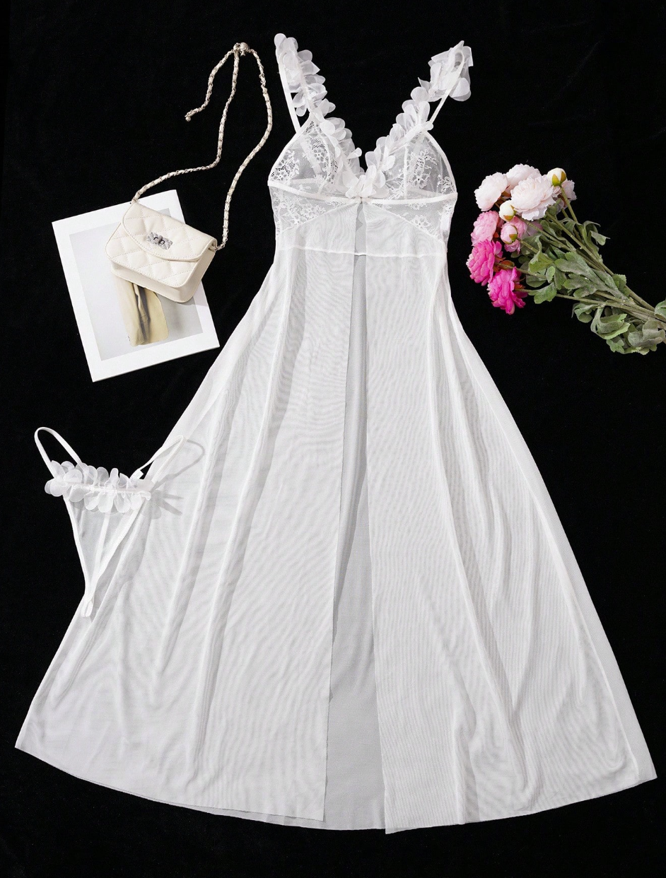 Ivory Blossom Bridal Maxi Babydoll Set