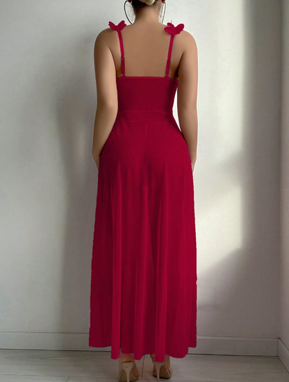 Scarlet Blossom Sheer Maxi Babydoll Set