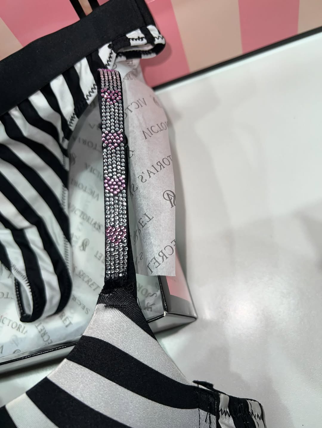 Victoria Secret Shine Patch Lightly Lined Demi Bra & Thong Set