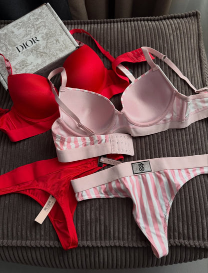 Victoria Secret Shine Patch Lightly Lined Demi Bra & Thong Set