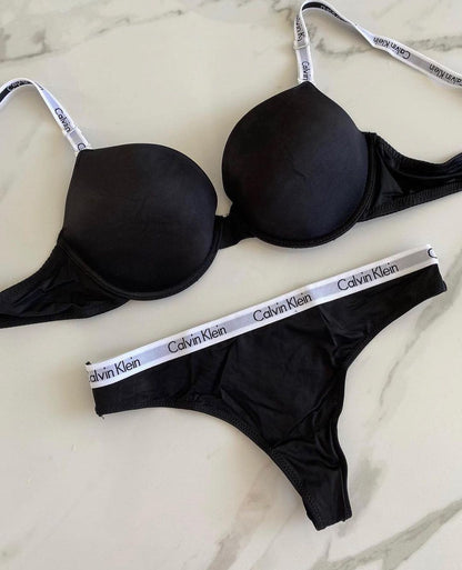 CK - Everyday Push Up Bra + Panty - CK- Black Blank