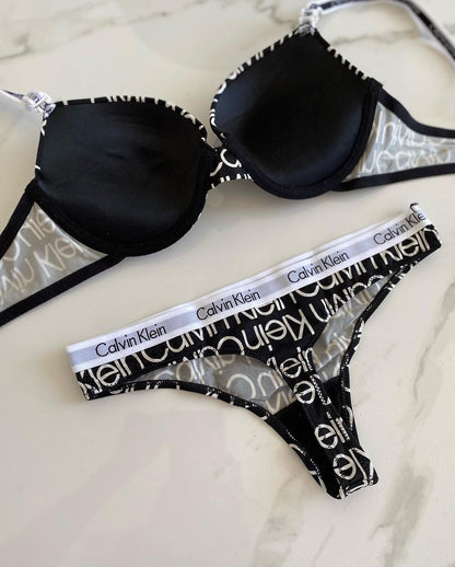CK  - Everyday Push Up Bra - Black Written