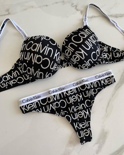 CK  - Everyday Push Up Bra - Black Written