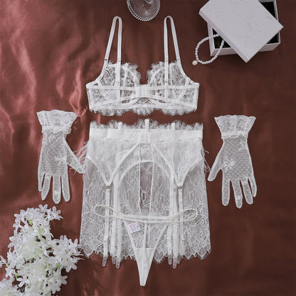 Ivory Whisper Feather Lace Set