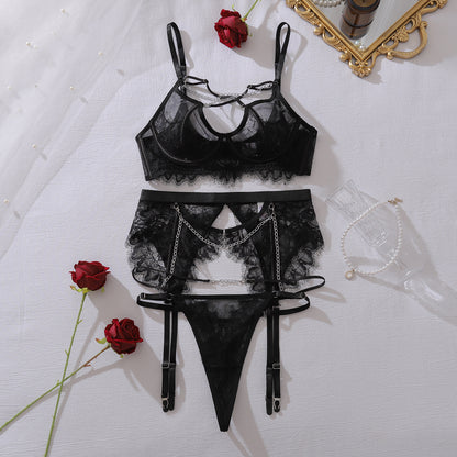 Midnight Desire Chain Lace Lingerie Set