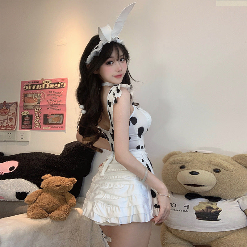 Playful Cow Print Maid Dress – A162