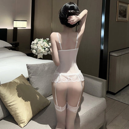 White Lace Corset Set – A77