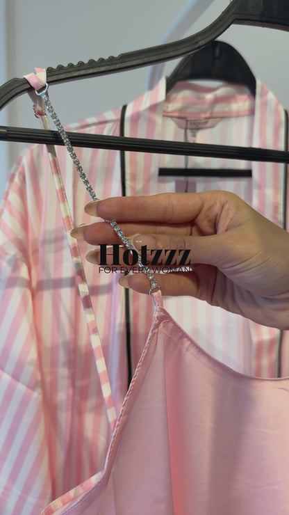 Victoria's Secret Satin Short Piped Robe + Night Angel Shirt