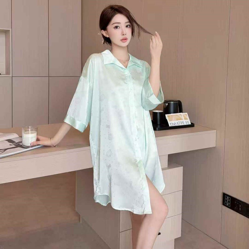 Hotzzz Mint Matcha Satin Nightshirt
