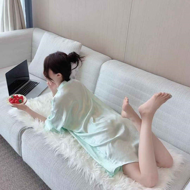 Hotzzz Mint Matcha Satin Nightshirt