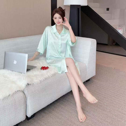 Hotzzz Mint Matcha Satin Nightshirt