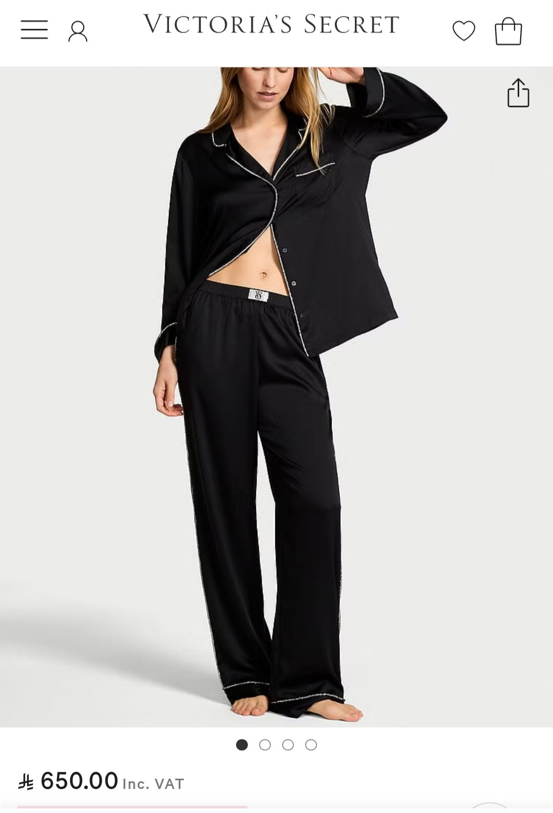 Glazed Satin Shine Long Pajama Set - Crystal Angel Limited Edition