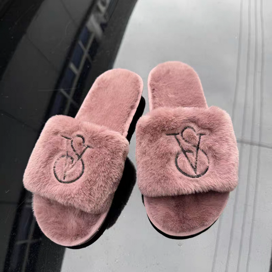 Victoria's Secret Luxe Plush Slippers BROWNISH Pink