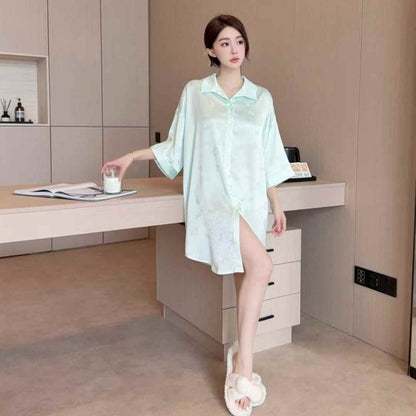 Hotzzz Mint Matcha Satin Nightshirt