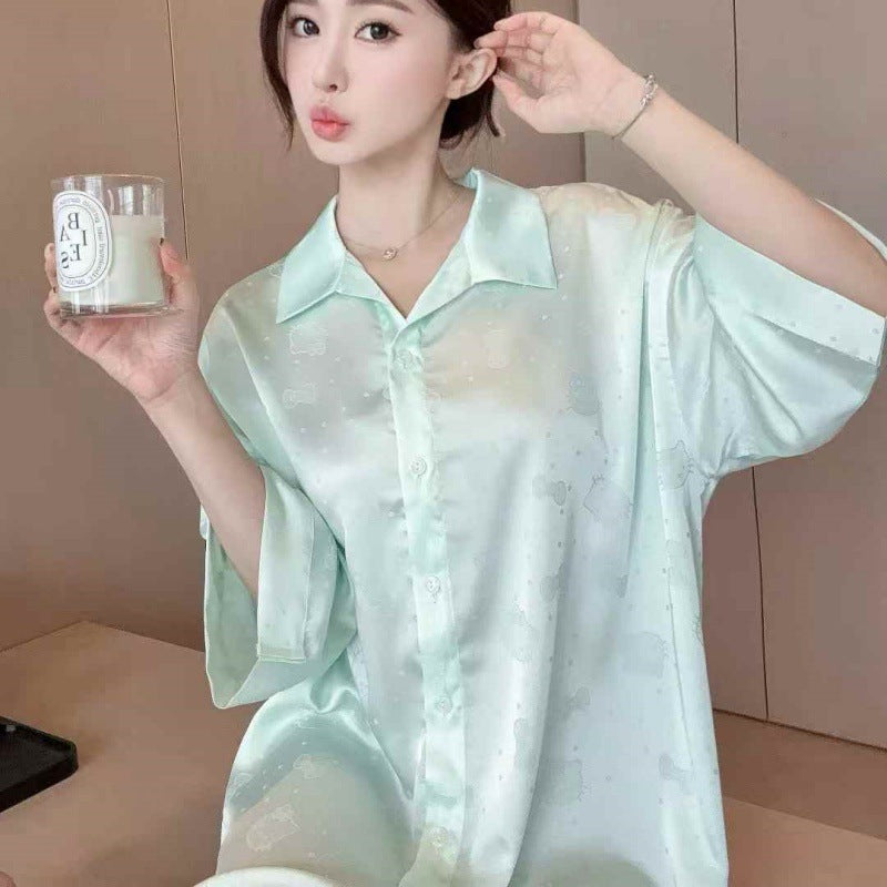 Hotzzz Mint Matcha Satin Nightshirt